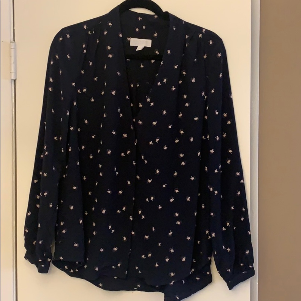 Navy Floral Blouse